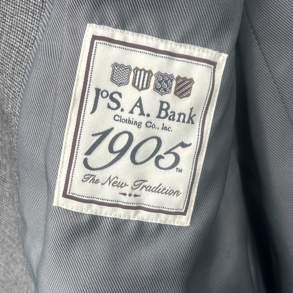 Jos. A. Bank 1905 Collection Grey Wool Blazer Sport Coat Mens 46R Micro Check - Picture 3 of 12